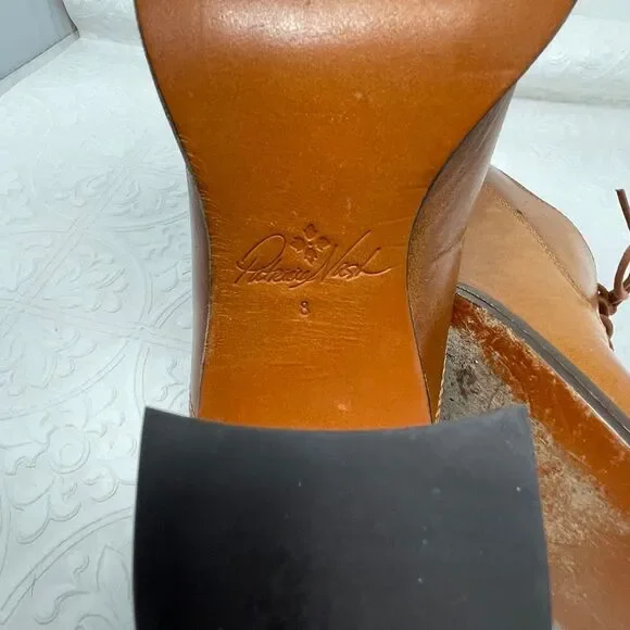 Patricia Nash Anna Brown Leather Lace Up Block Heel Oxford Pump Heels Size 8 - Picture 7 of 7